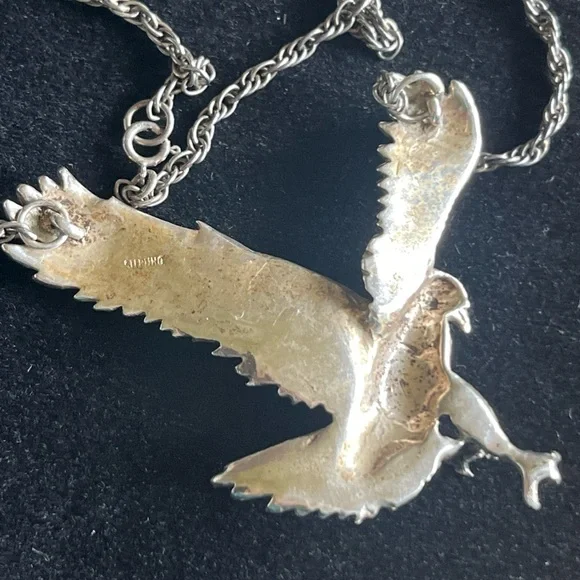 Sterling Silver Eagle Pendant 2”x2” with 24” 925 Sterling Silver Chain 25.74g - Picture 6 of 9